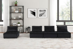 Aveline 120"W Black Velvet 4 Pc Sectional Sofa