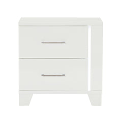 White High Gloss Finish Modern Bedroom 1pc Nightstand with LED Light Wooden Furniture Luxury Bedside Table