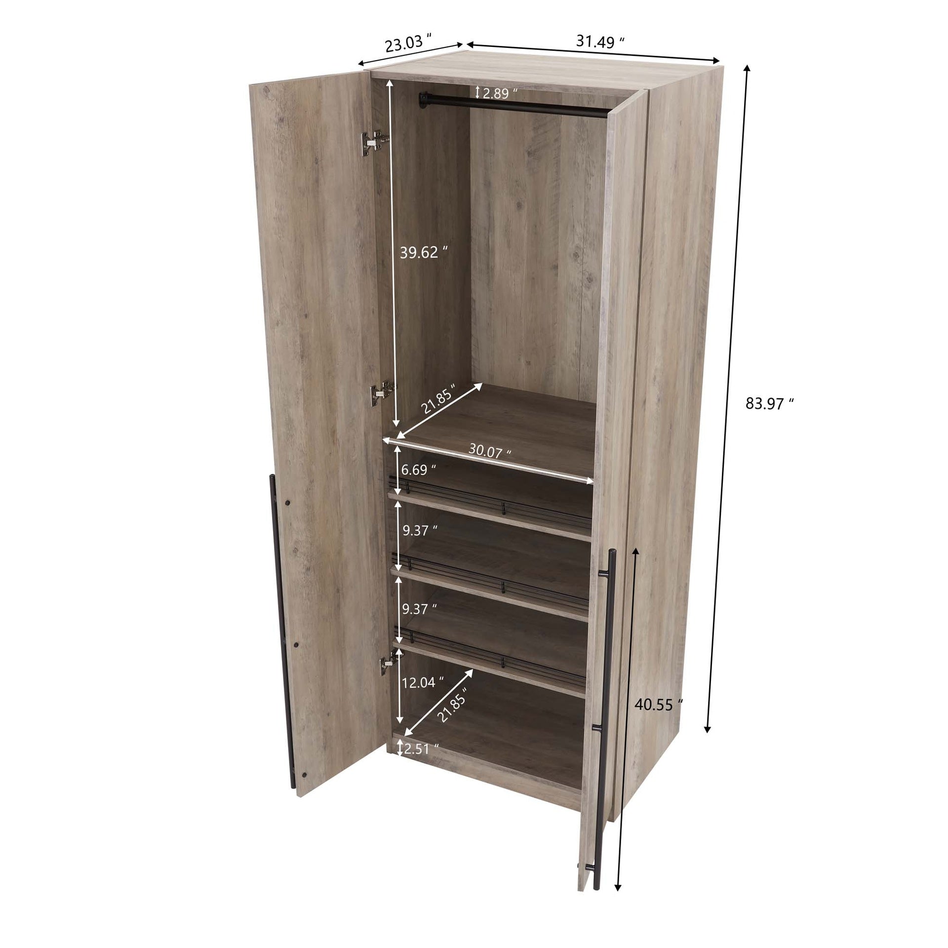 Wardrobe Closet in Rustic Gray