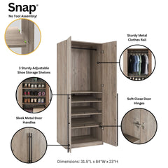 Wardrobe Closet in Rustic Gray