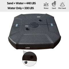 Patio Umbrella Base with Wheels, Water & Sand Filled Weighted Base for Most Cantilever Offset Umbrella, 440LBS, Square (Black)