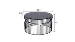 CT901 Modern Contemporary Metal Nested base and Tinted tempered glass top material 30" Coffee Table, Round Table for Living room, Black