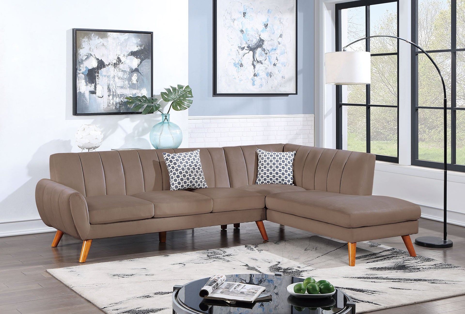SECTIONAL - 2PC in Black Faux Leather