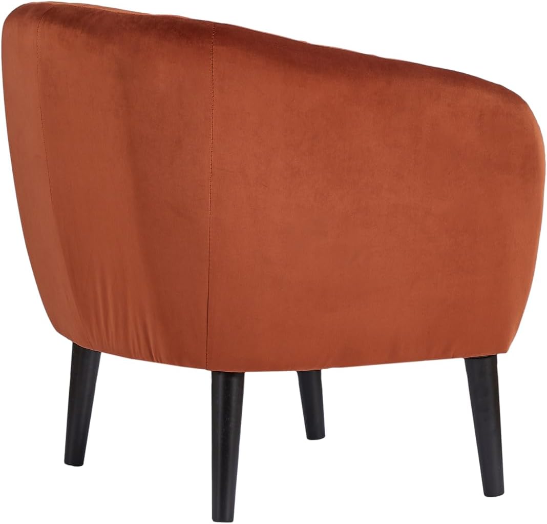 Modern Burnt Orange Accent Chair with Barrel Design and Tufting