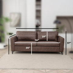 2-Seater Convertible Sofa Bed - Faux Leather, Wooden Frame, Mid-Century Style (Living Room)