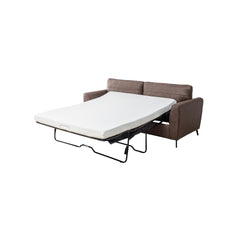 2-Seater Convertible Sofa Bed - Faux Leather, Wooden Frame, Mid-Century Style (Living Room)