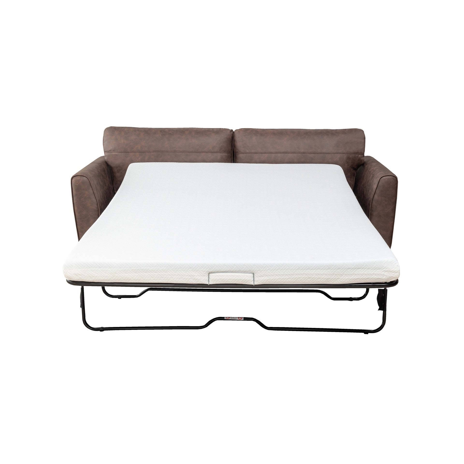 2-Seater Convertible Sofa Bed - Faux Leather, Wooden Frame, Mid-Century Style (Living Room)