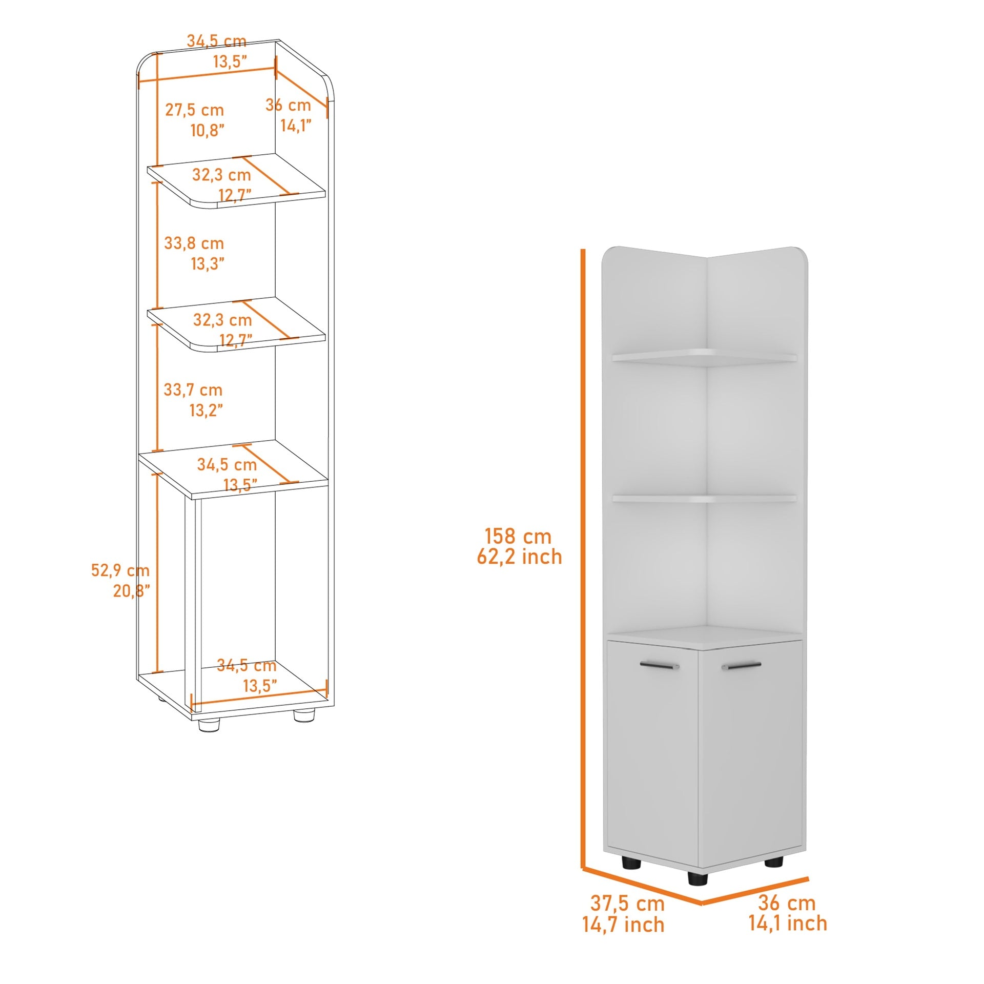 Nampa Storage Cabinet, Single Door, Broom Hangers ,White