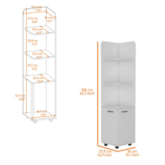 Nampa Storage Cabinet, Single Door, Broom Hangers ,White