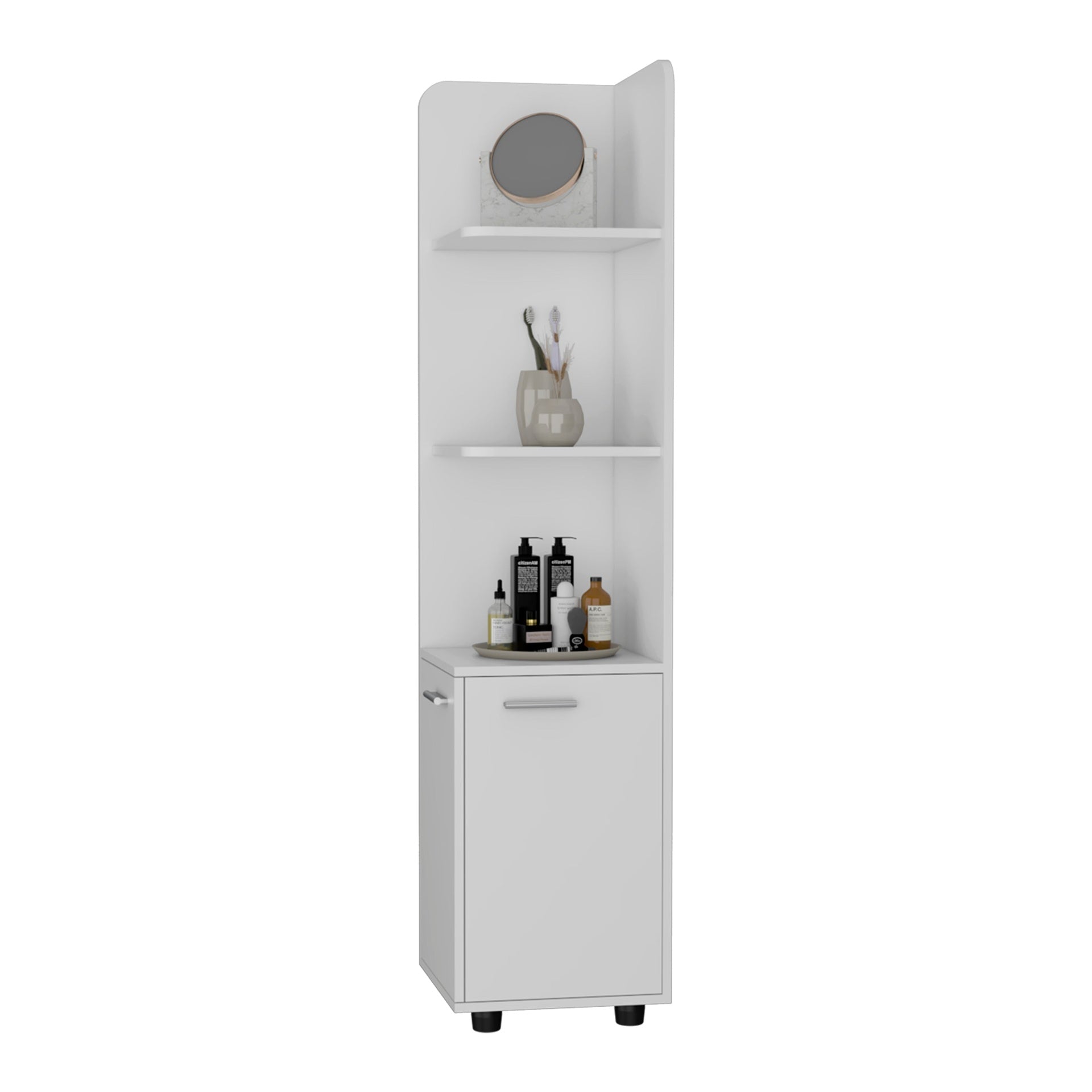 Nampa Storage Cabinet, Single Door, Broom Hangers ,White
