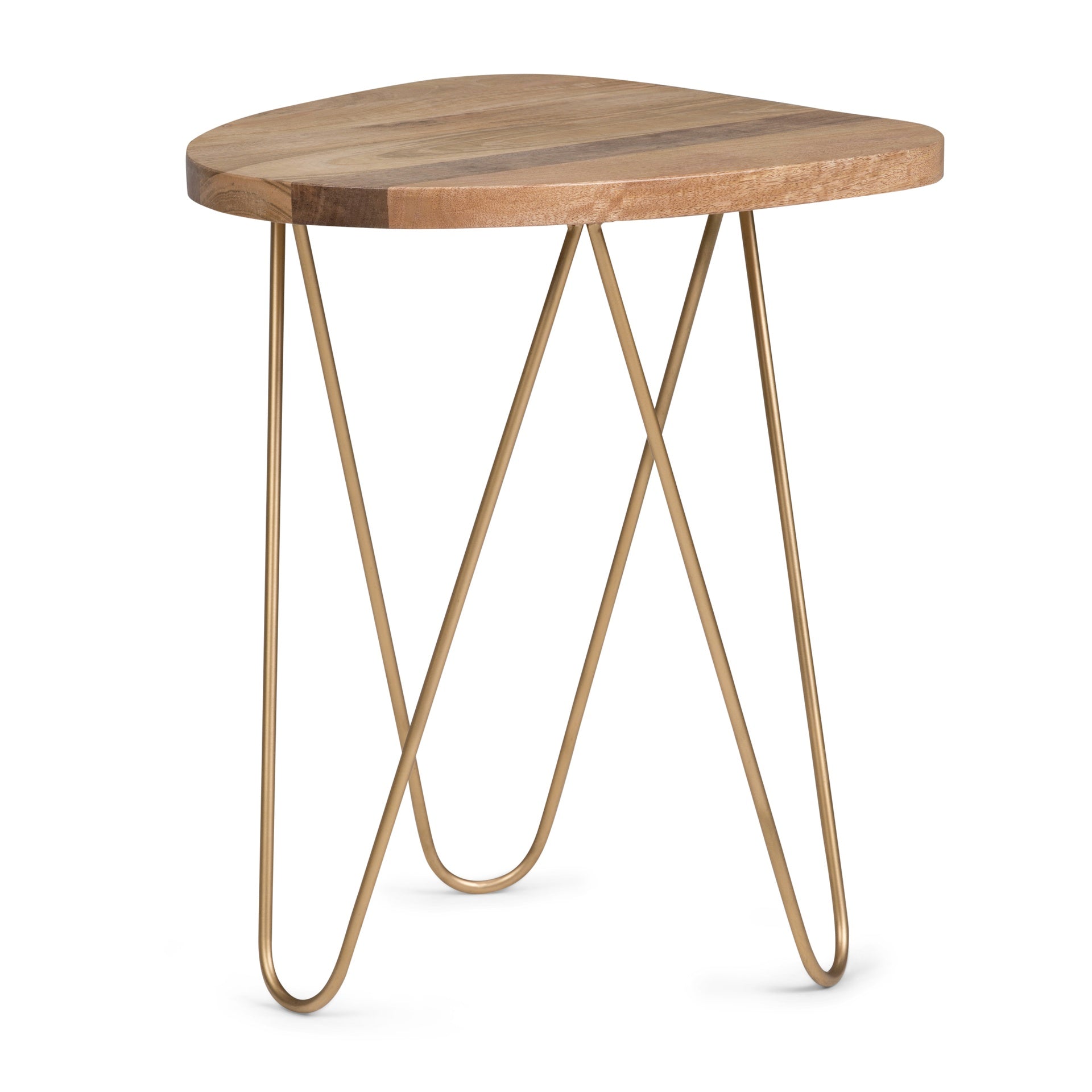 Patrice - Metal and Wood Accent Table - Natural / Gold