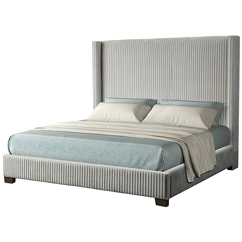King Upholstered Bed in a Box  Light Gray