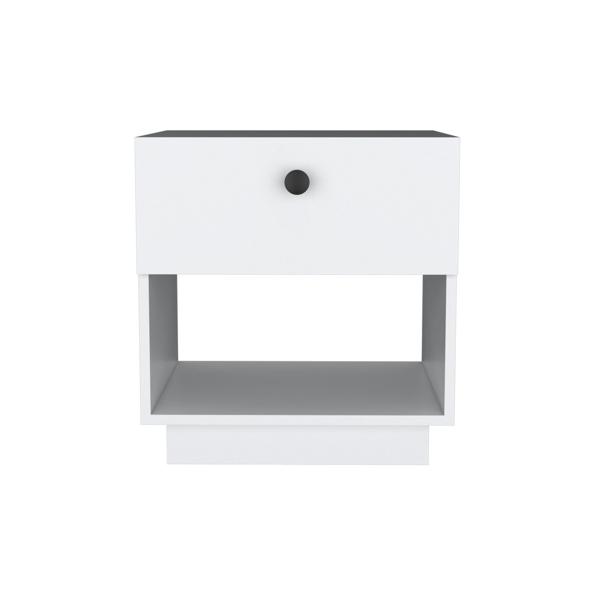 Paris 1 Drawer Nightstand , End Table, Side Table Open Lower Shelf -White