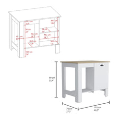 Atenea Kitchen Island, Single Door Cabinet, Shelf White / Macadamia