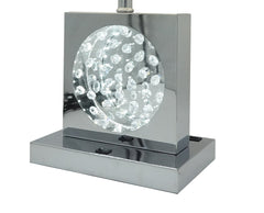 1pc Luxury Crystal Accent Table Lamp Nickel Led Light Touch Lamp Rectangular Shade Chrome Color Finish