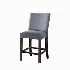 Counter Height Chairs Set of 2, Gray Fabric Upholstered Wooden Footrest Contemporary Dining Furniture Padded Seat Back