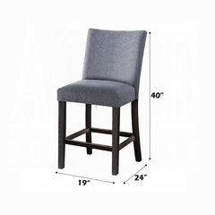 Counter Height Chairs Set of 2, Gray Fabric Upholstered Wooden Footrest Contemporary Dining Furniture Padded Seat Back