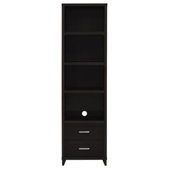 Cappuccino Media Tower with Shelf and Drawer