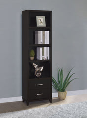 Cappuccino Media Tower with Shelf and Drawer
