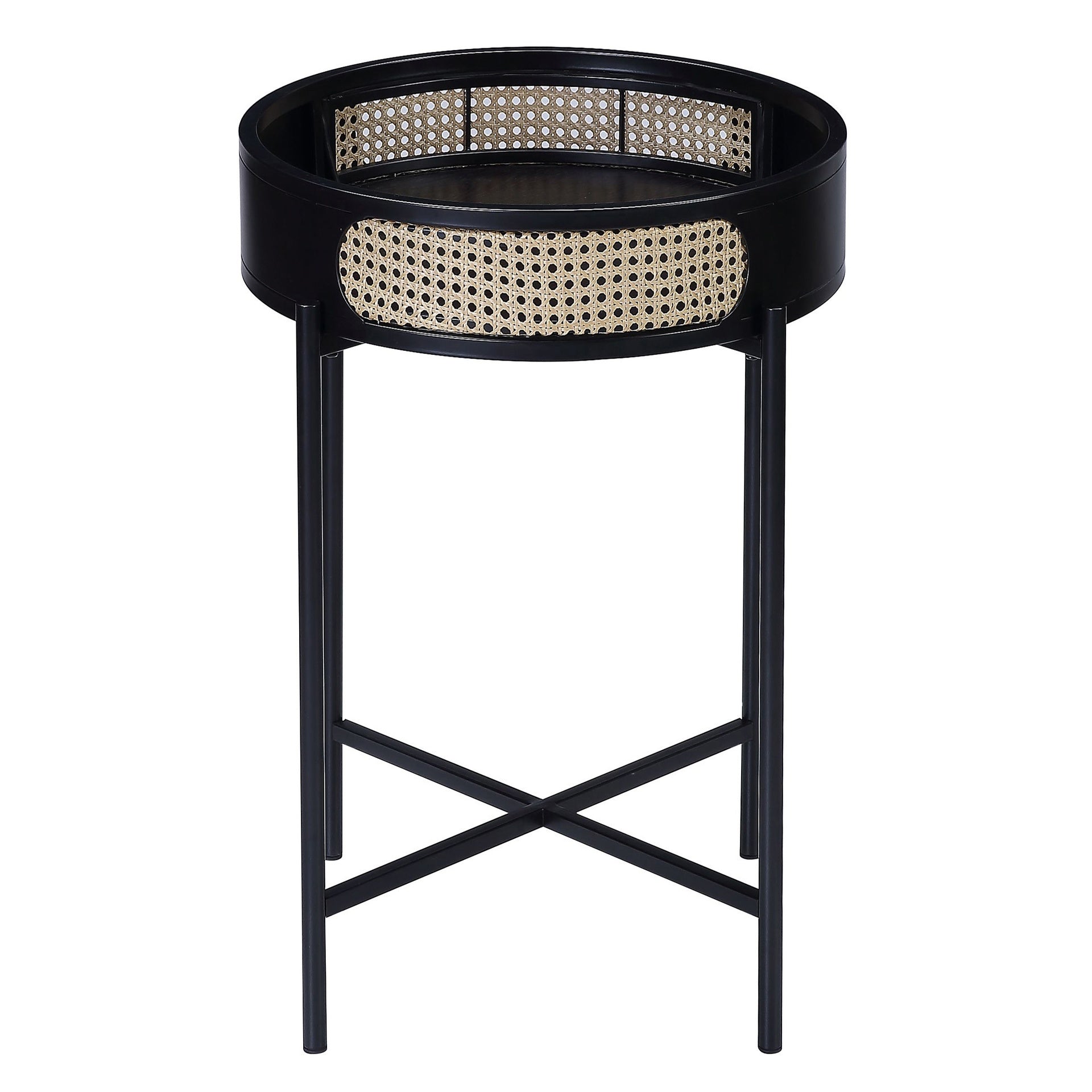 Black End Table with Tray Top