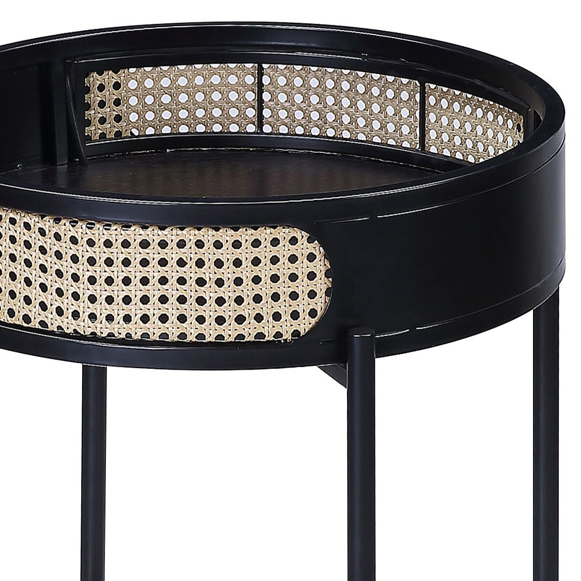 Black End Table with Tray Top