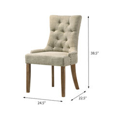 Beige and Salvaged Oak Tufted Back Parson Chairs (Set of 2)
