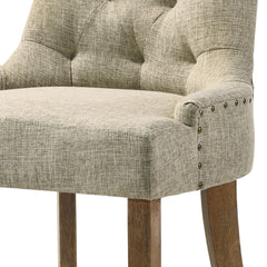 Beige and Salvaged Oak Tufted Back Parson Chairs (Set of 2)
