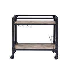 Rustic Oak and Charcoal 2-shelf Serving Cart