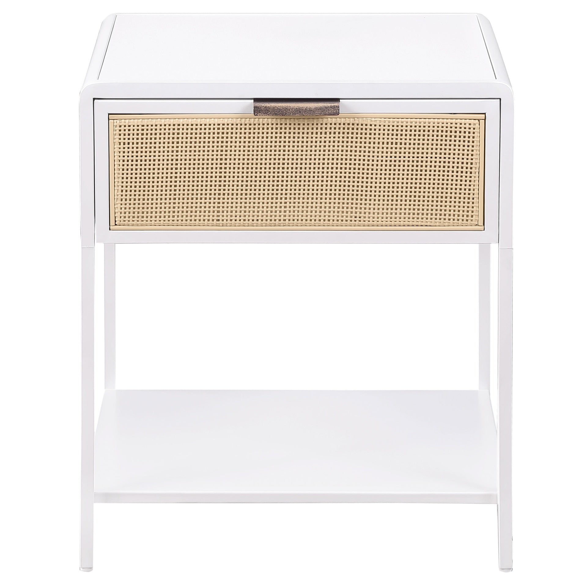 Duncan White 1-drawer Radio Weave Cane Metal Bedside Table