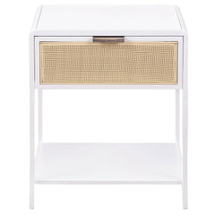 Duncan White 1-drawer Radio Weave Cane Metal Bedside Table