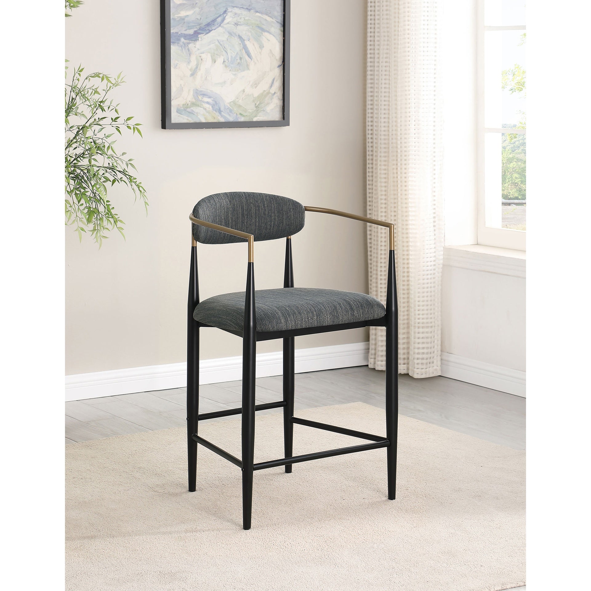 Renfroe Dark Grey Fabric Upholstered Counter Chair (Set of 2)