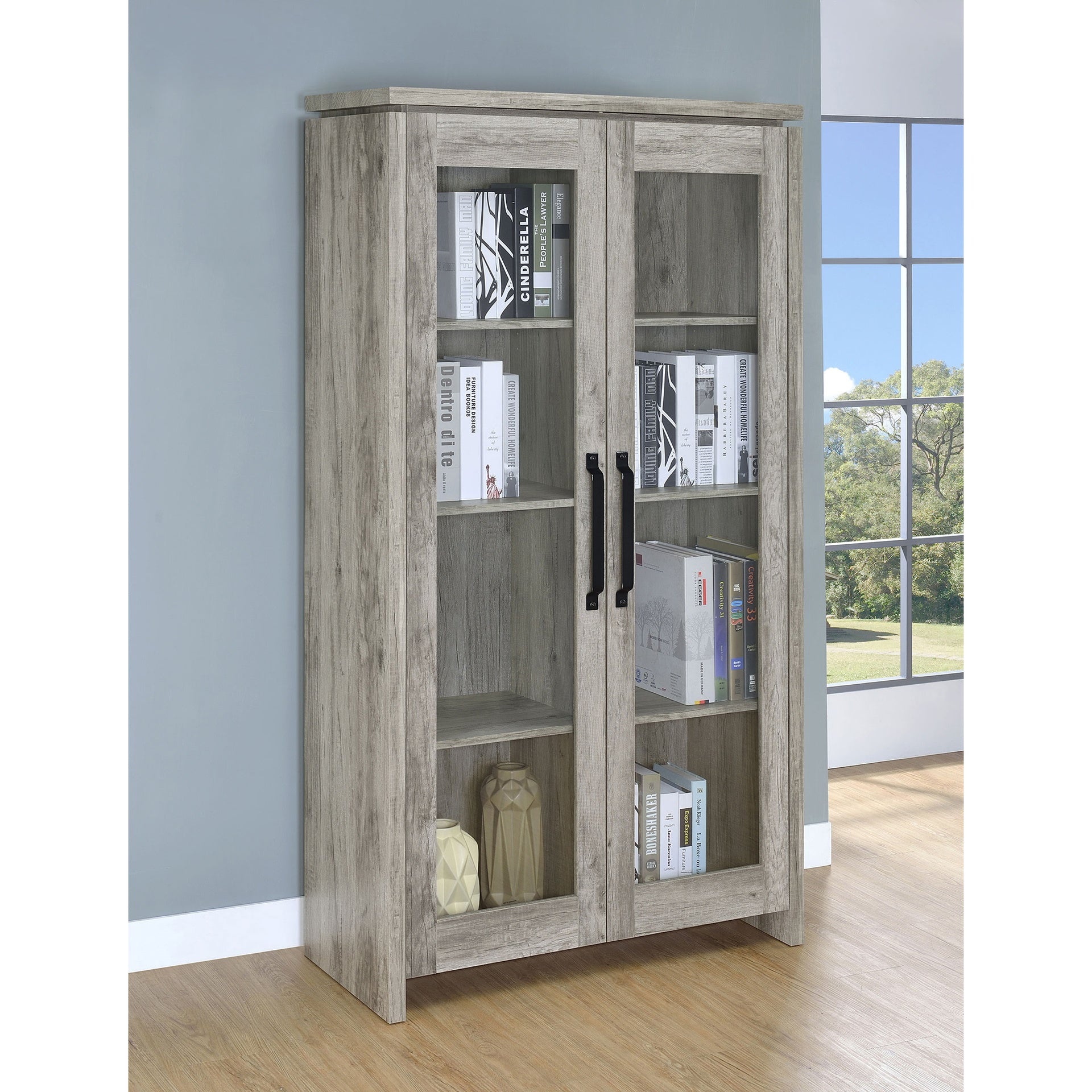 Myerson Grey Driftwood 2-Door Engineered Wood Tall Cabinet