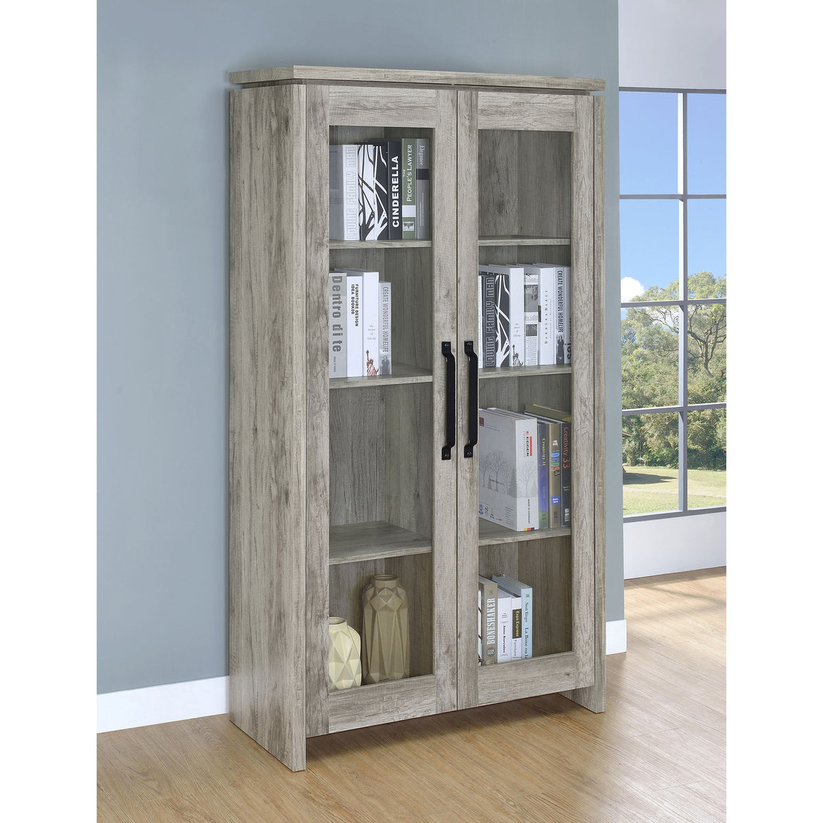 Myerson Grey Driftwood 2-Door Engineered Wood Tall Cabinet