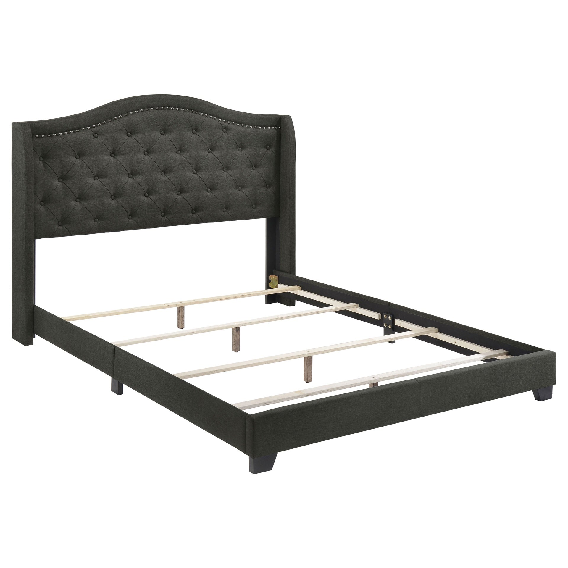 Copper Grey Upholstered Queen Wingback Bed