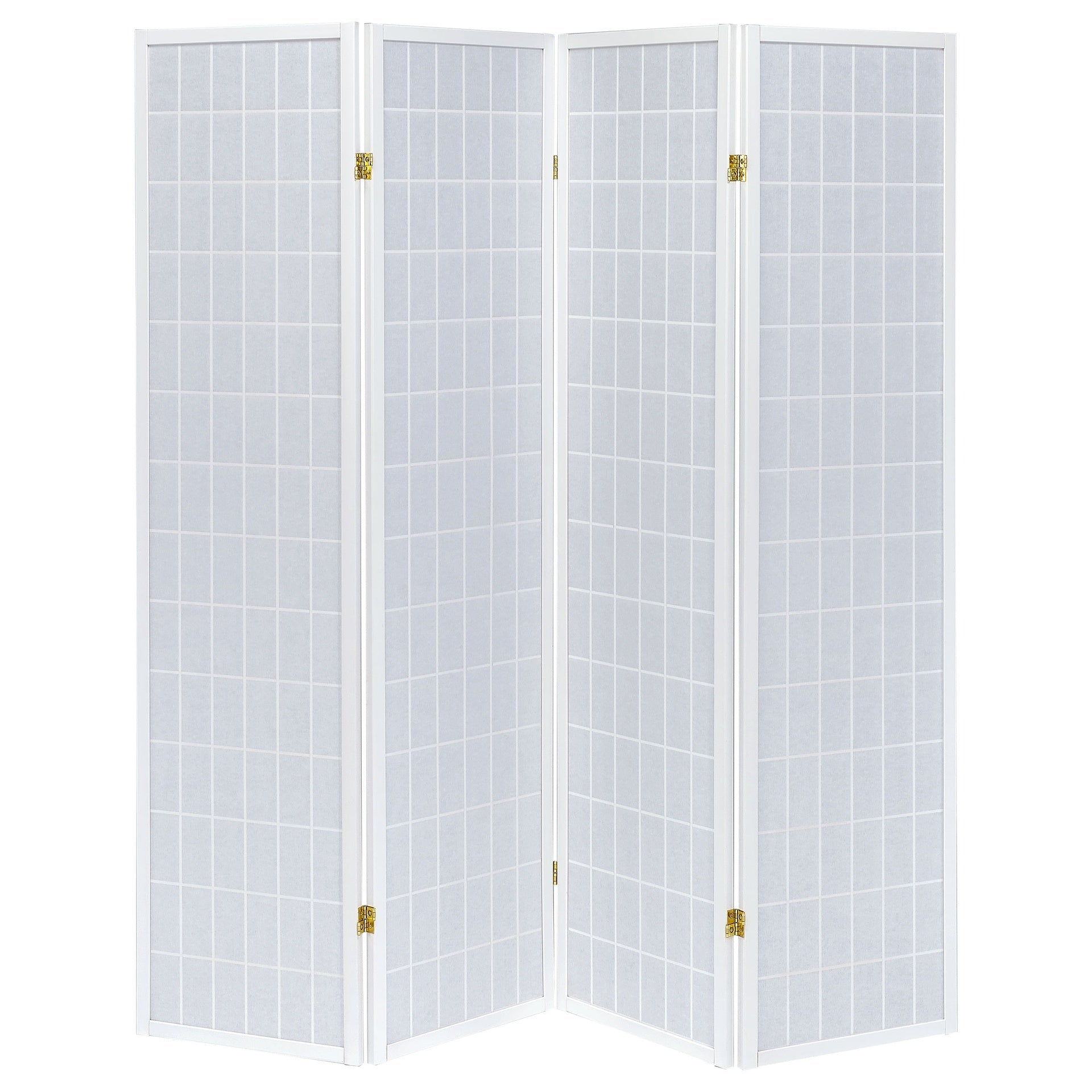 Sartre White 4-Panel Room Divider Folding Shoji Screen