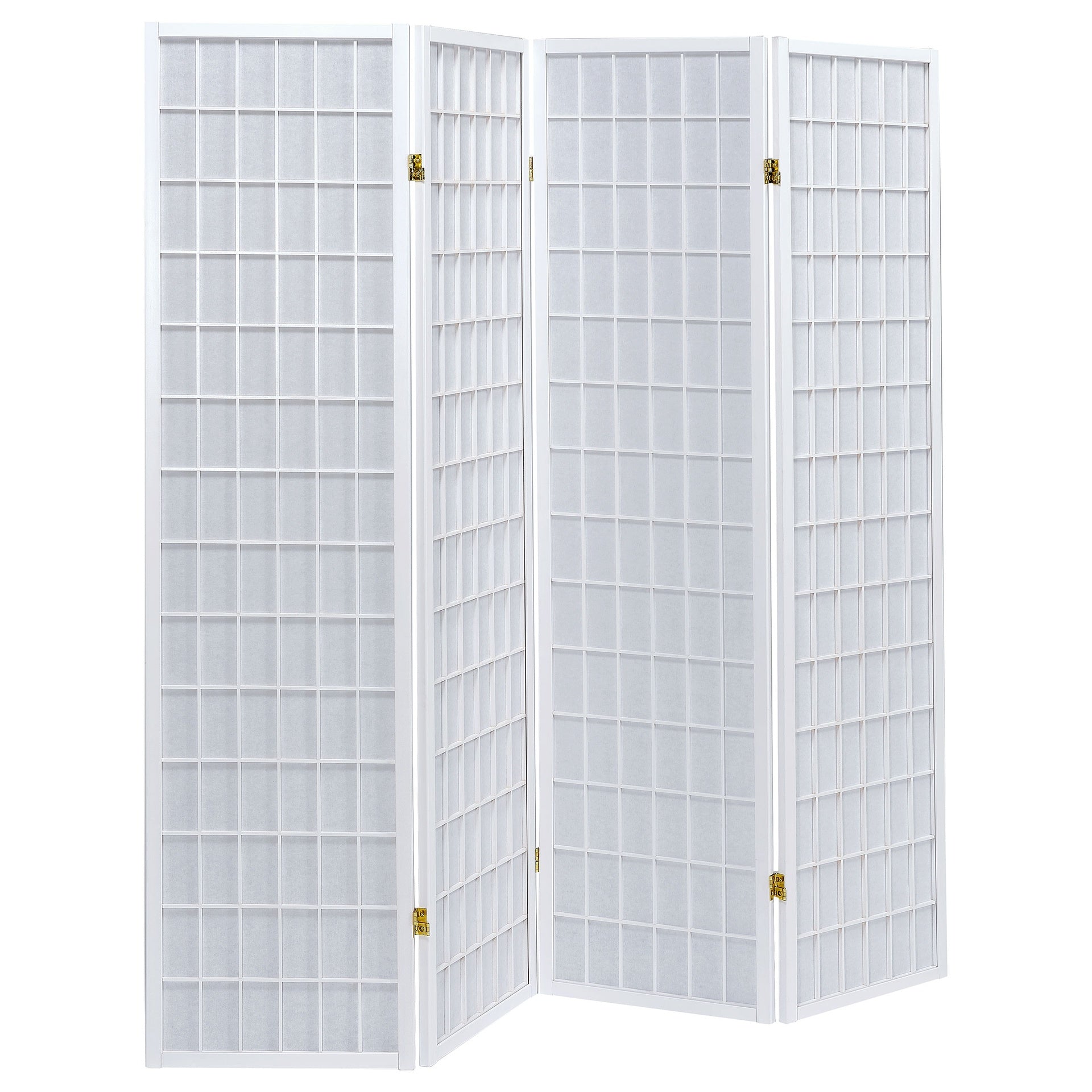 Sartre White 4-Panel Room Divider Folding Shoji Screen