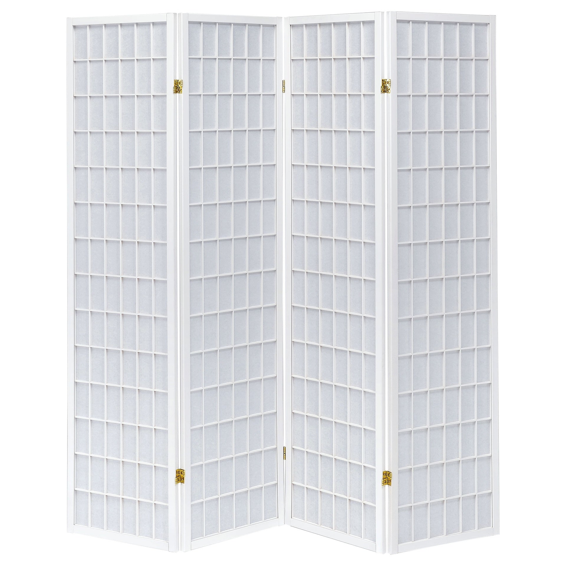 Sartre White 4-Panel Room Divider Folding Shoji Screen