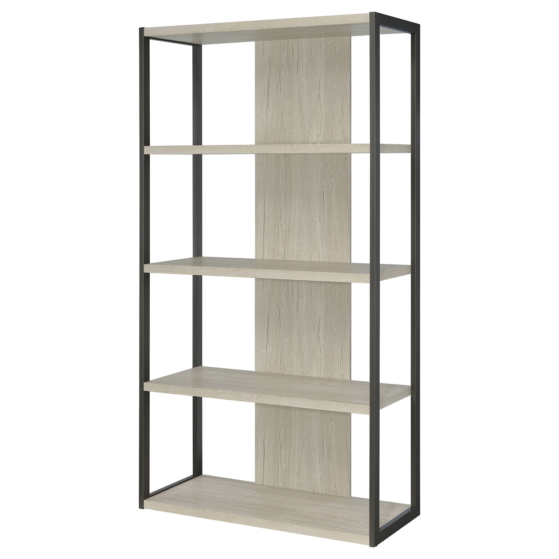 Loomis Whitewashed Grey 4-Shelf Bookshelf