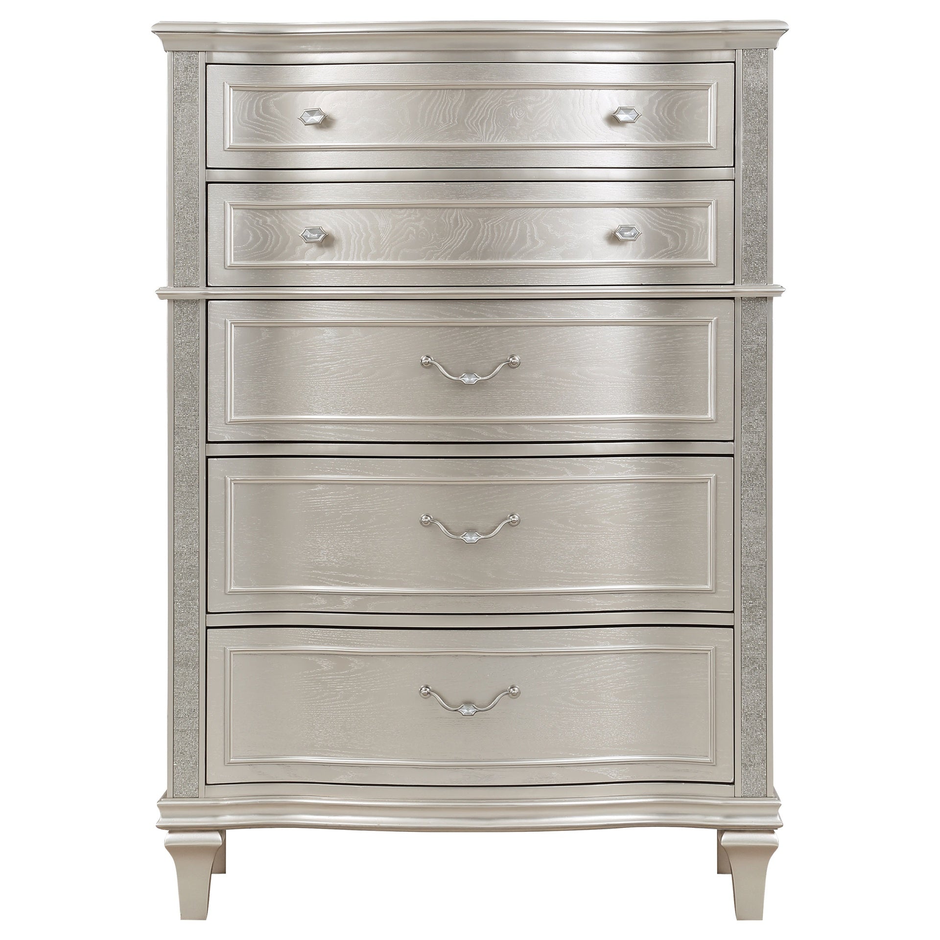 Katerina Silver Oak 5-drawer Chest with Hidden Drawer