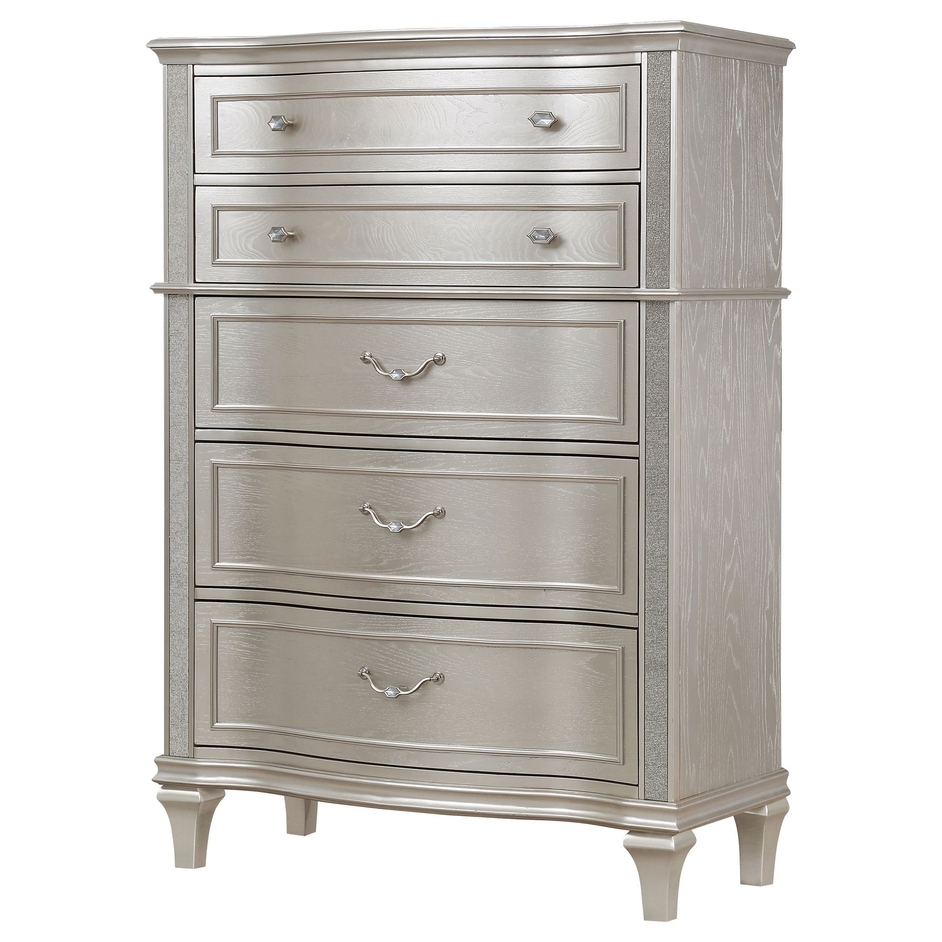 Katerina Silver Oak 5-drawer Chest with Hidden Drawer