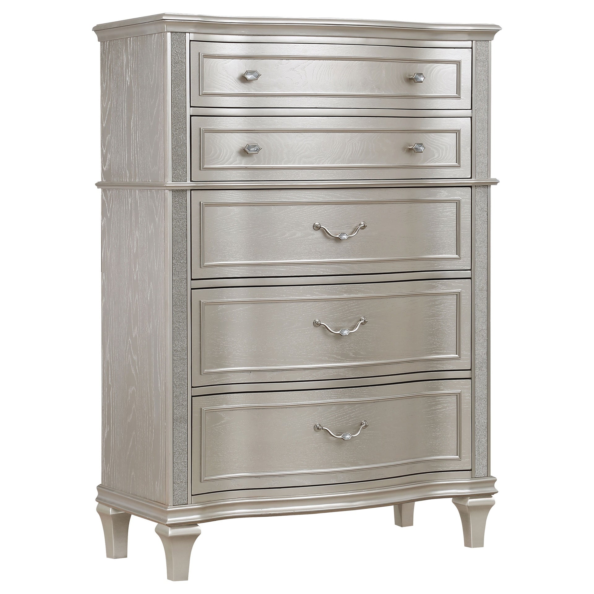 Katerina Silver Oak 5-drawer Chest with Hidden Drawer
