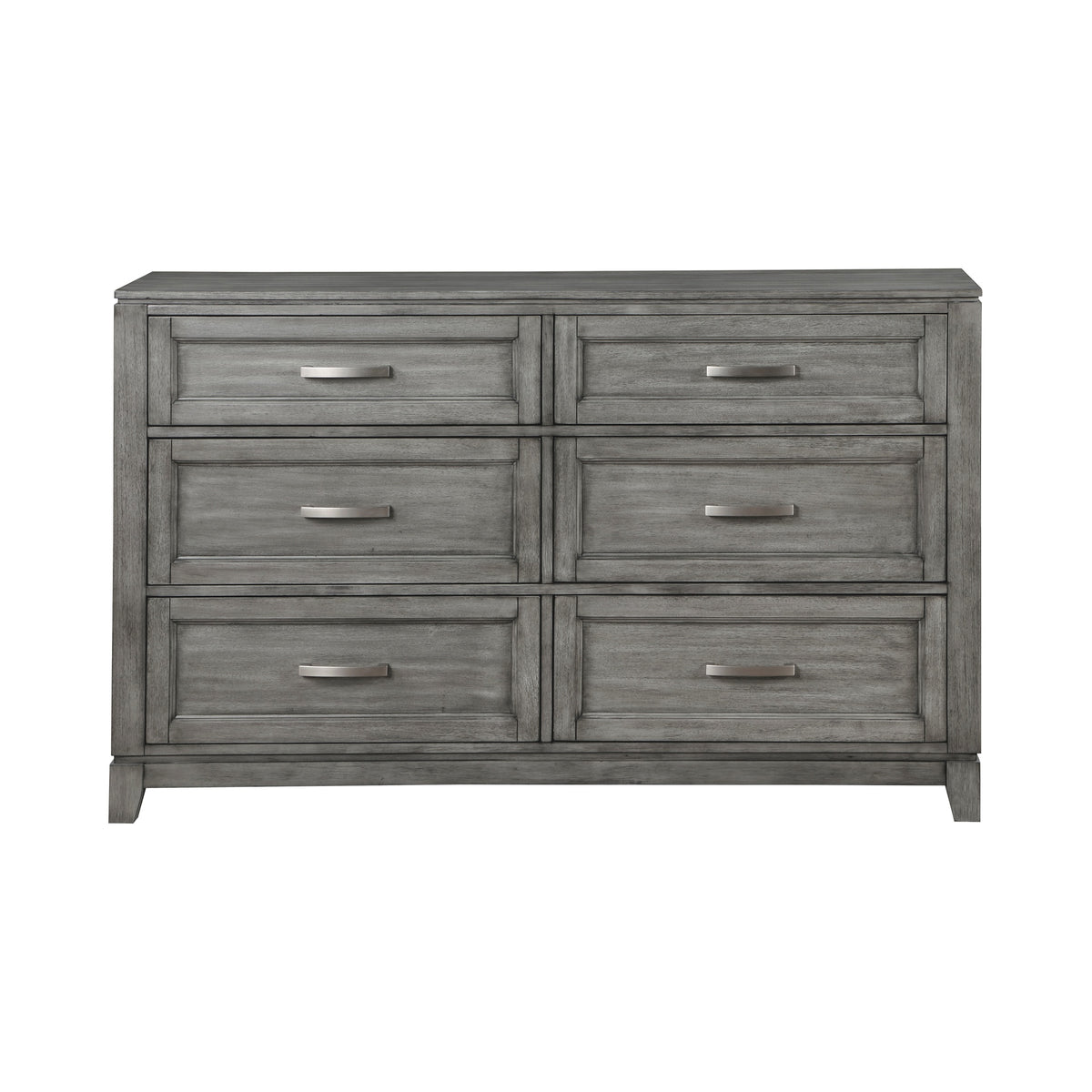 Gray Finish Dresser with 6x Storage Drawers Wooden Bedroom Furniture 1pc