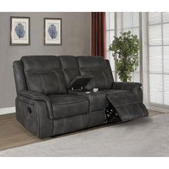 Franklin Charcoal Upholstered Padded Arm Reclining Loveseat