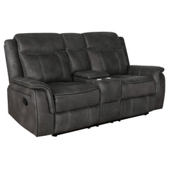 Franklin Charcoal Upholstered Padded Arm Reclining Loveseat