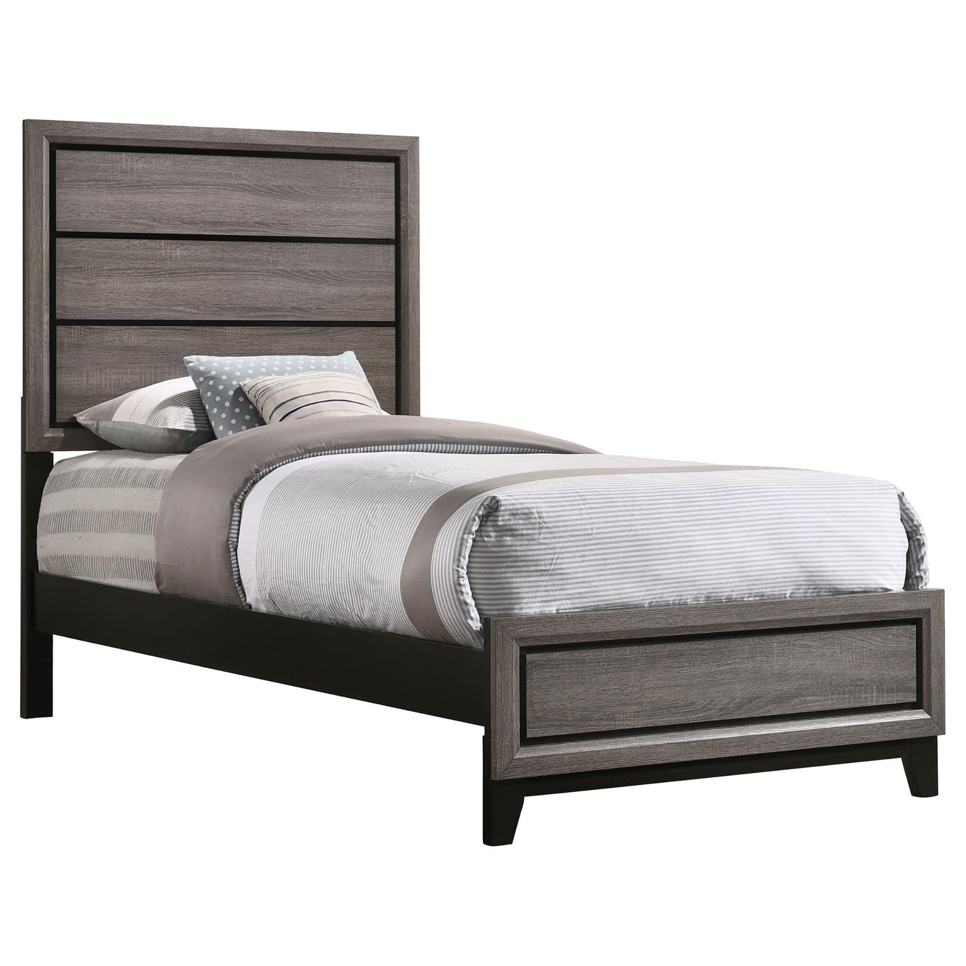 Grey Oak Twin Panel Bed