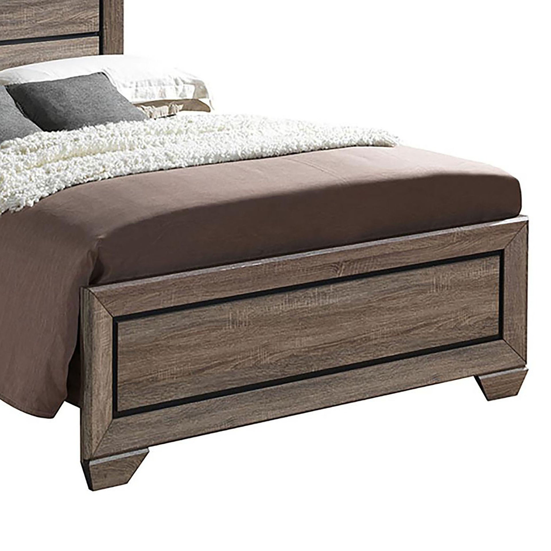 Washed Taupe Queen Panel Bed
