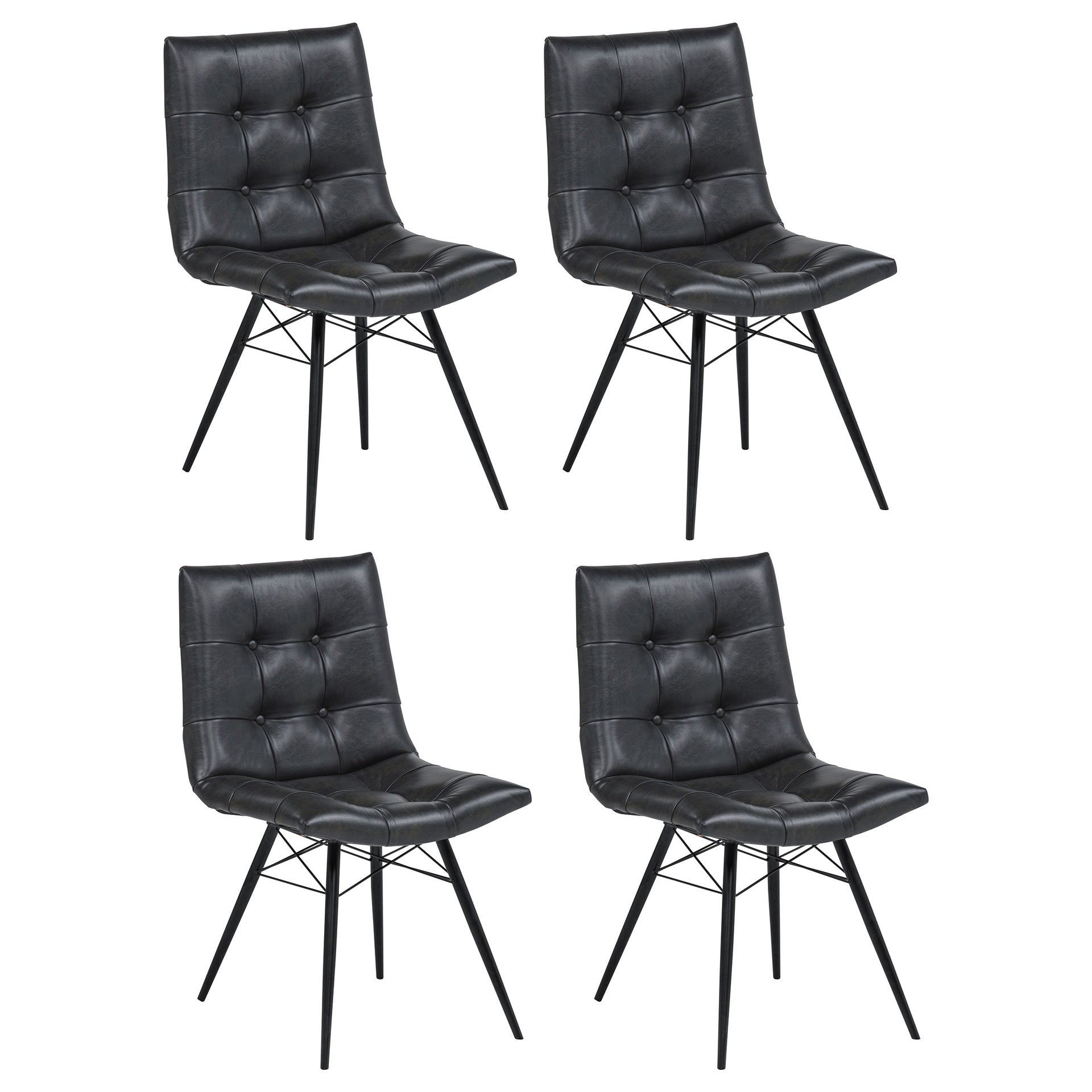 Charcoal and Gunmetal Tufted Back Dining Chairs (Set of 4)