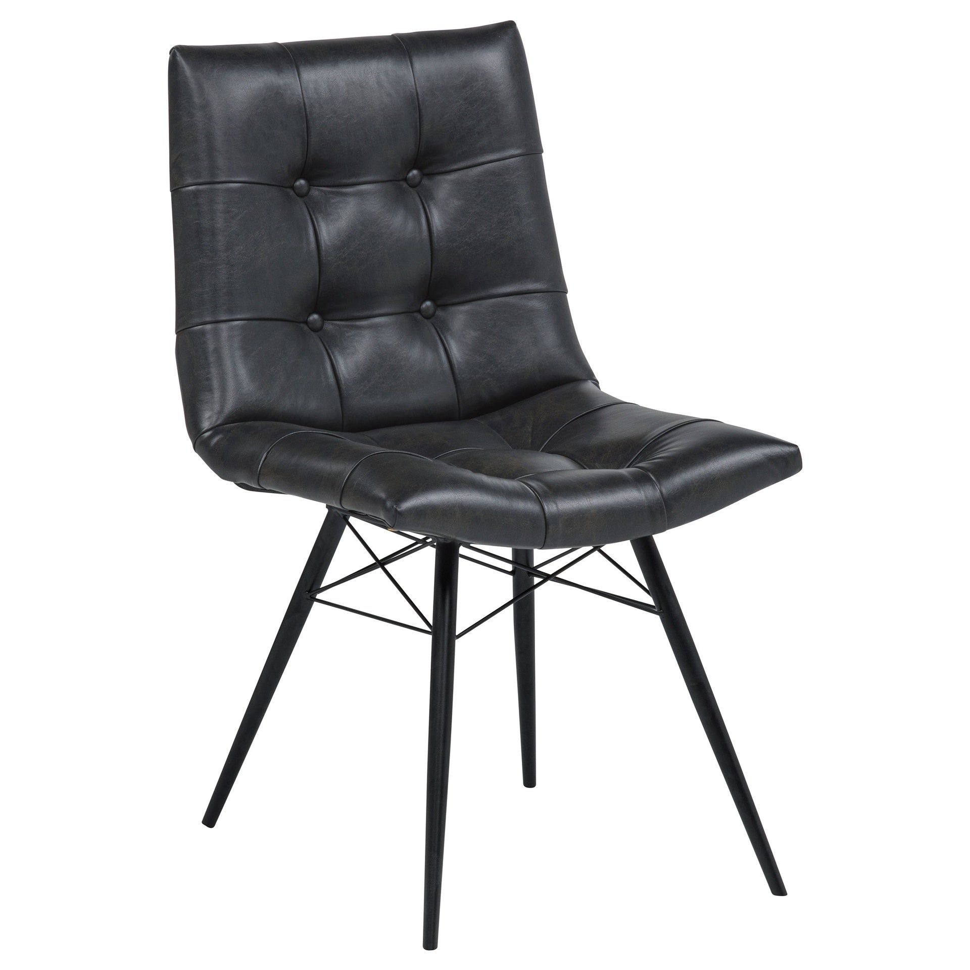 Charcoal and Gunmetal Tufted Back Dining Chairs (Set of 4)