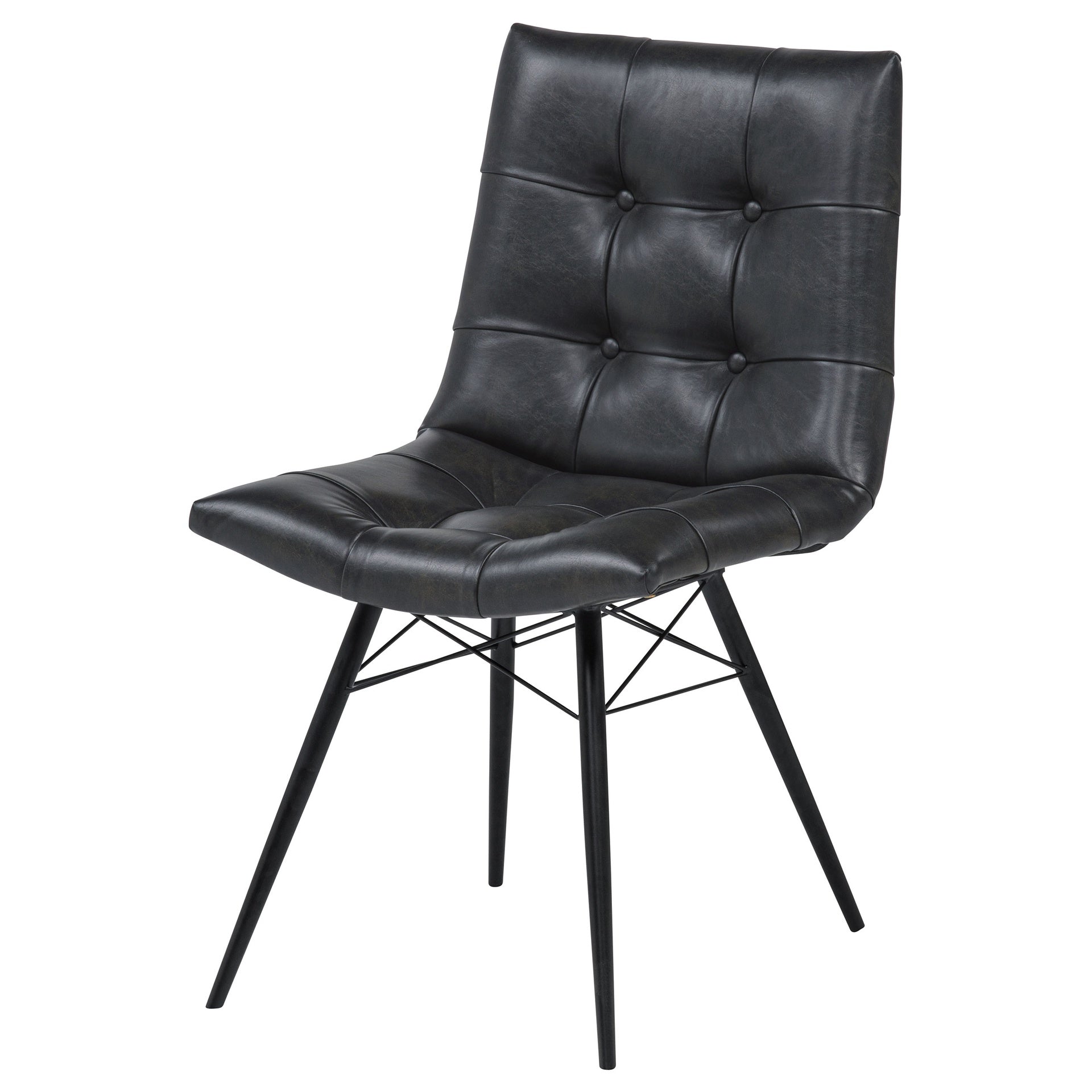Charcoal and Gunmetal Tufted Back Dining Chairs (Set of 4)