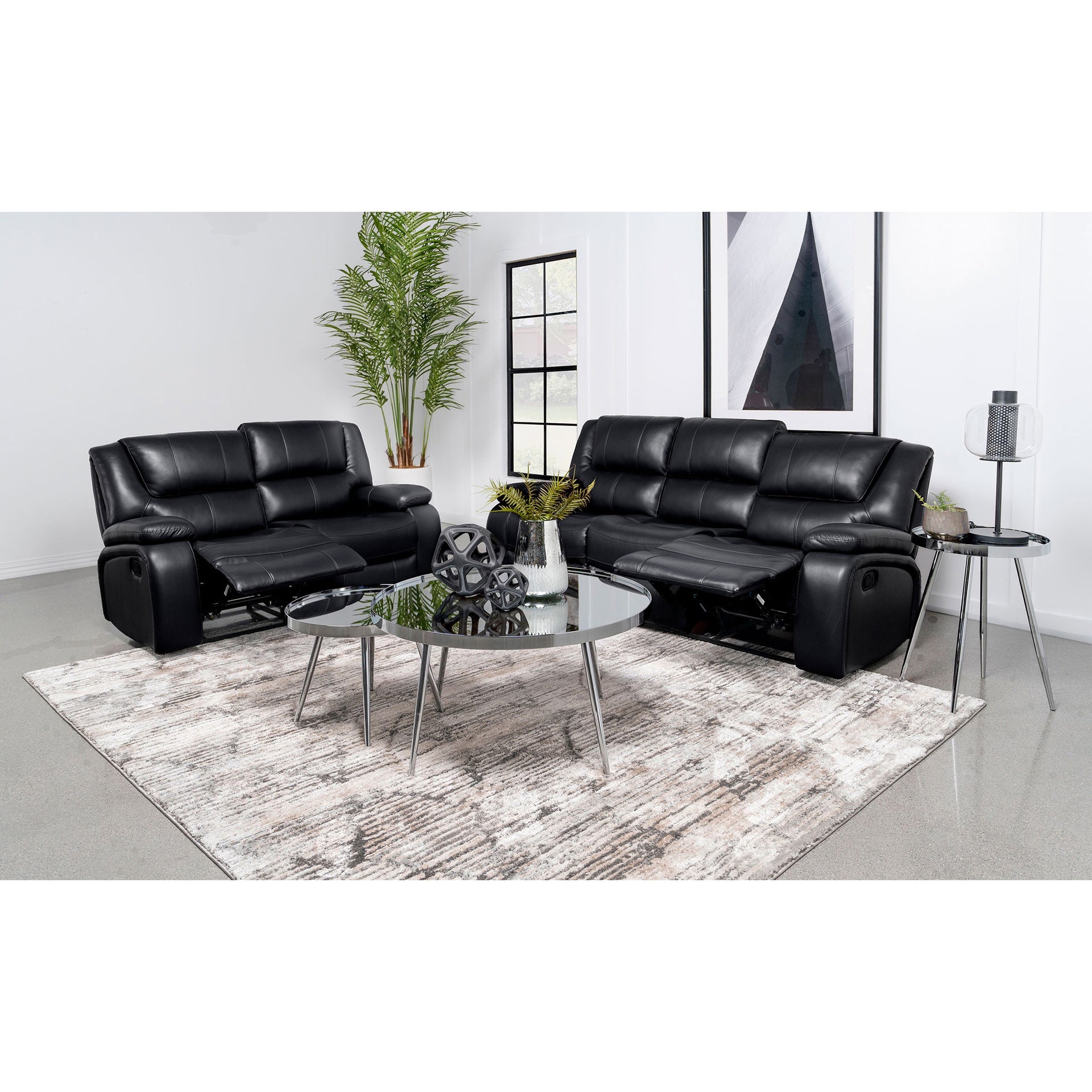 Elodie Black 2-Piece Reclining Sofa Set
